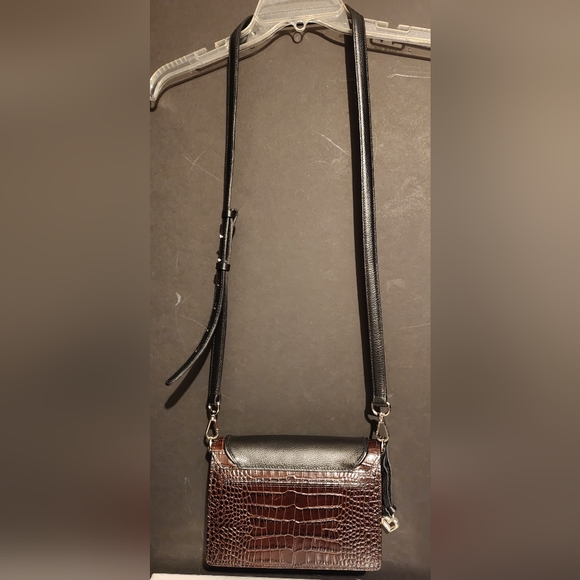 Brighton LEON Black pebbled leather with brown croc cross body - Picture 2 of 5